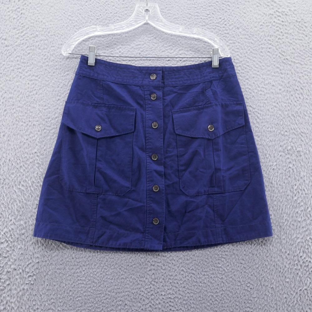 Banana Republic Womens Blue Linen Blend Button Front‎ Cargo Mini Skirt 10 NEW